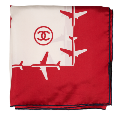 Chanel 2016SS Aeroport Printed Scarf, &pound;250, Accessories, Red/White, Silk, Front view