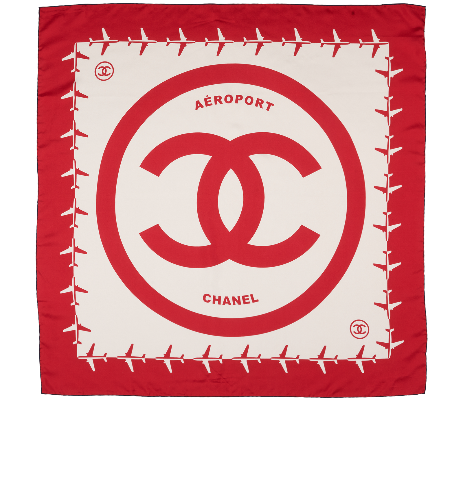 Chanel 2016SS Aeroport Printed Scarf, &pound;250, Accessories, Red/White, Silk, Back view