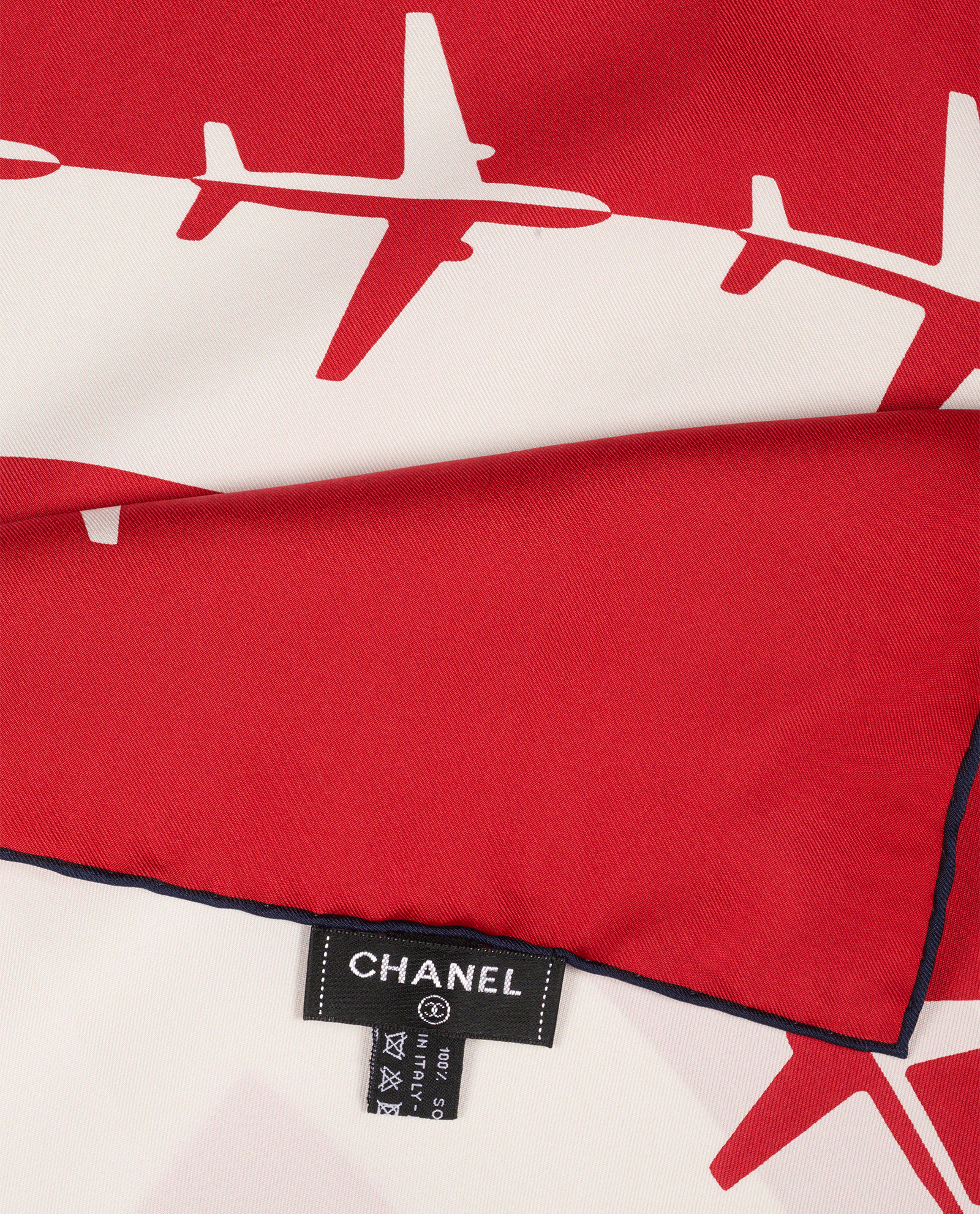 Chanel 2016SS Aeroport Printed Scarf, &pound;250, Accessories, Red/White, Silk, Other view