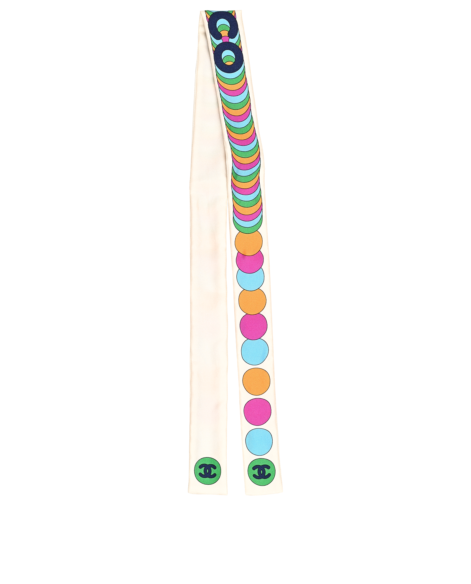 Chanel Coco & Circle Slim Bandeau, &pound;120, Accessories, White, Silk, Back view