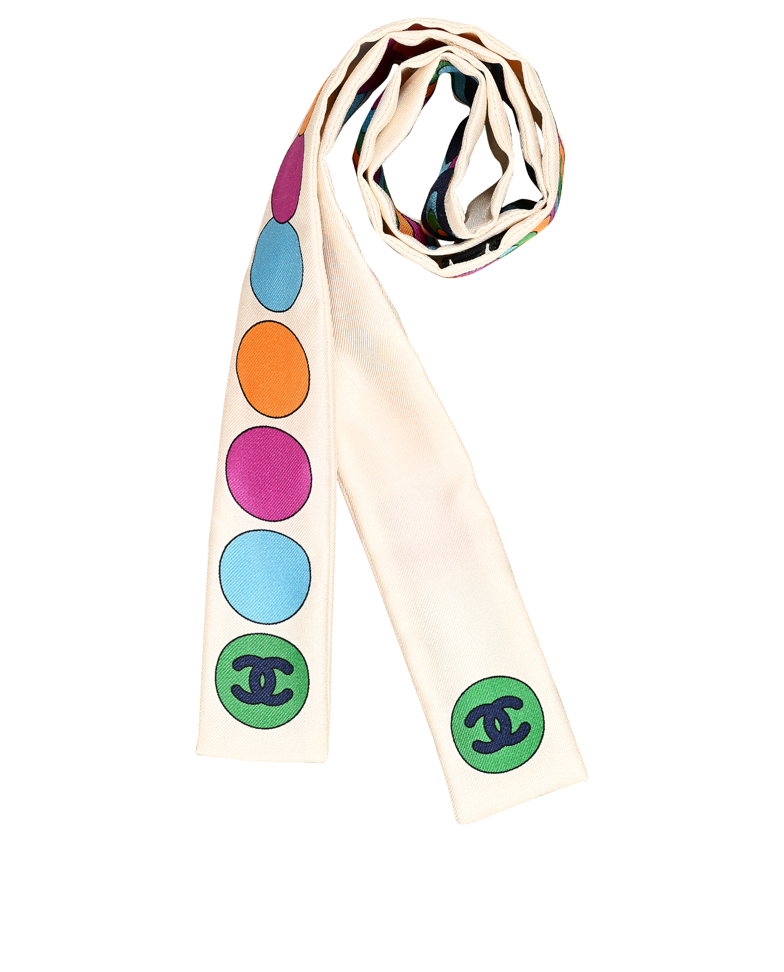 Chanel Coco & Circle Slim Bandeau, &pound;120, Accessories, White, Silk, Other view