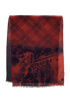 Chanel Tartan Print Scarf, &pound;350, Accessories, Navy/Red, Cashmere, Back view