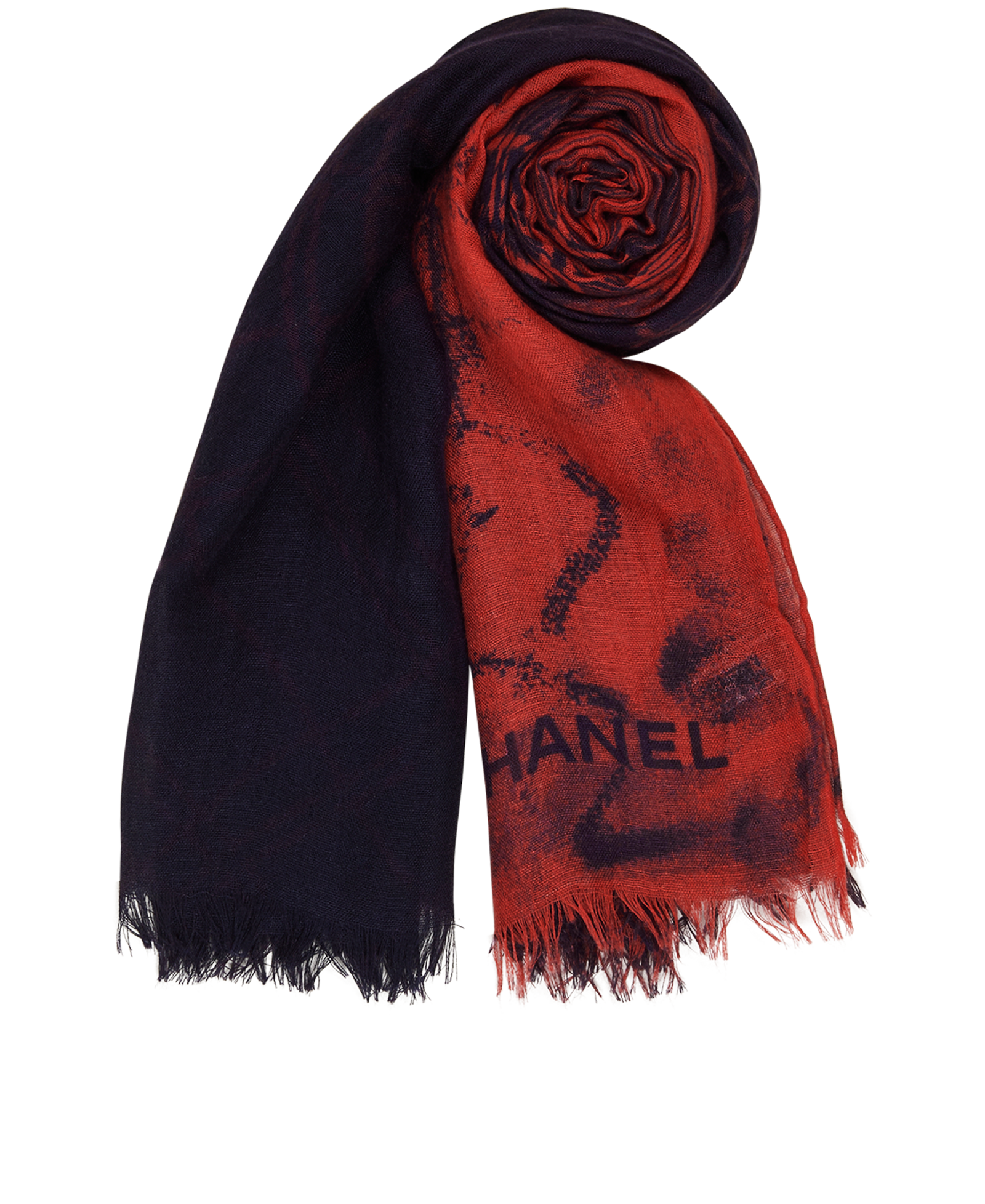 Chanel Tartan Print Scarf, &pound;350, Accessories, Navy/Red, Cashmere, Other view