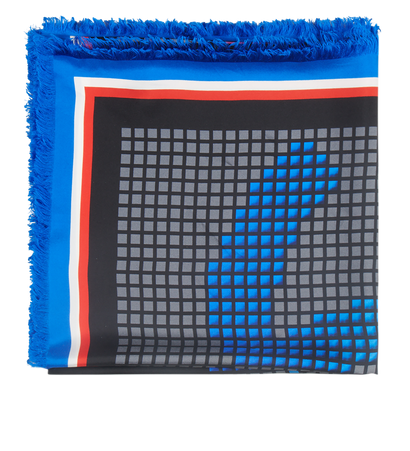 Chanel CC Tweed Print Shawl, &pound;450, Accessories, Black/Blue/Red/White, Silk, Front view