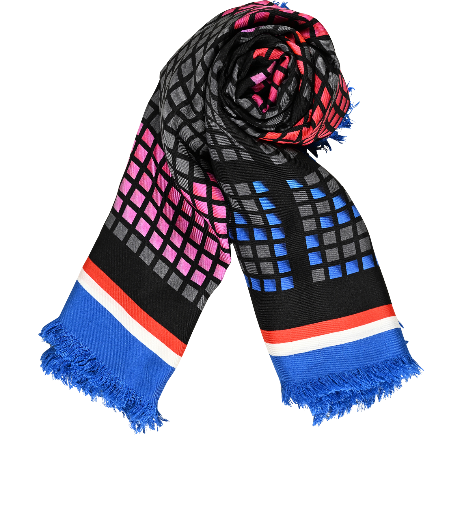 Chanel CC Tweed Print Shawl, &pound;450, Accessories, Black/Blue/Red/White, Silk, Other view