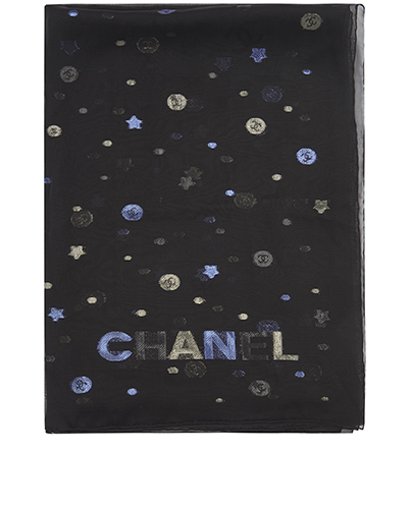 Chanel Sheer Logo & Star Scarf, front view