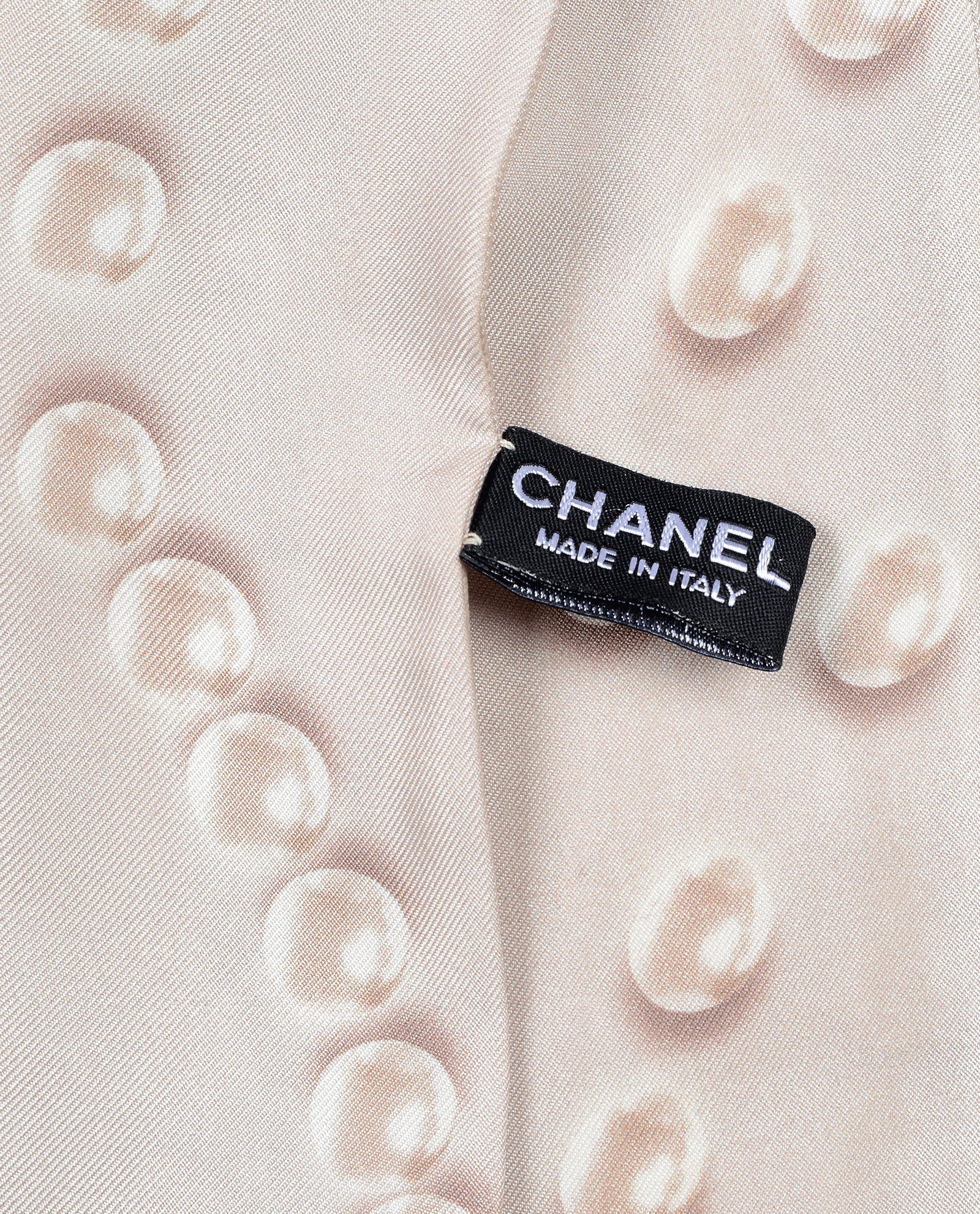 Chanel CC Pearl Print Bandeau Scarf, &pound;105, Accessories, Cream, Silk, Other view