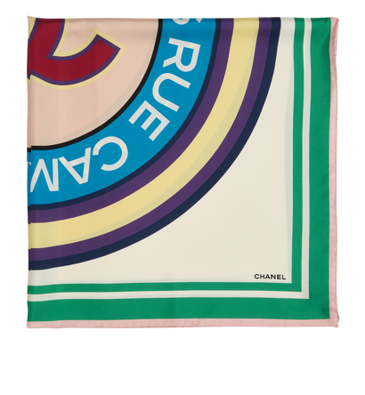 Chanel Rue Cambon 31 Scarf, &pound;350, Accessories, Blue/Green/Purple/Red/White/Yellow, Silk, Front view