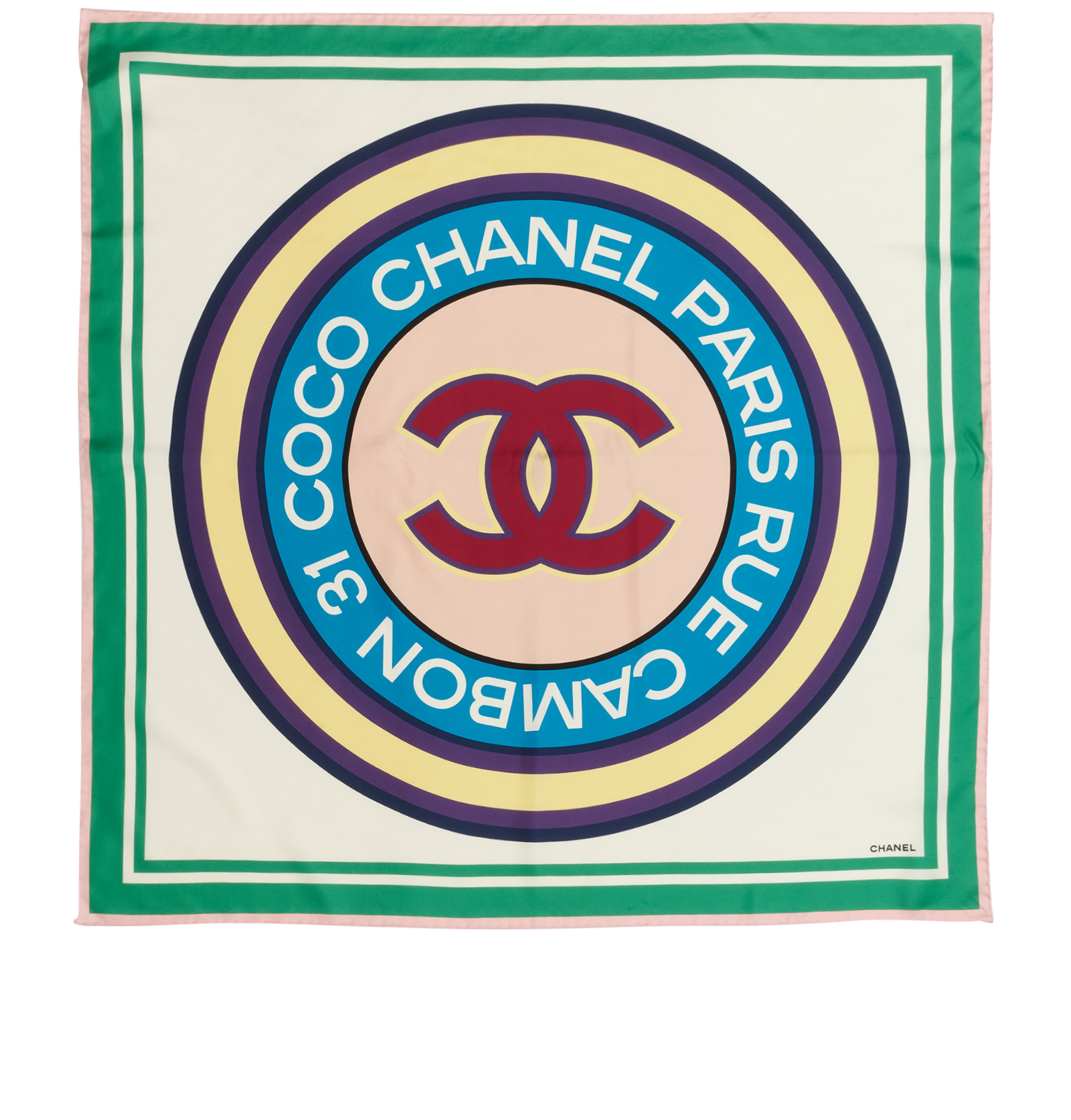 Chanel Rue Cambon 31 Scarf, &pound;350, Accessories, Blue/Green/Purple/Red/White/Yellow, Silk, Back view