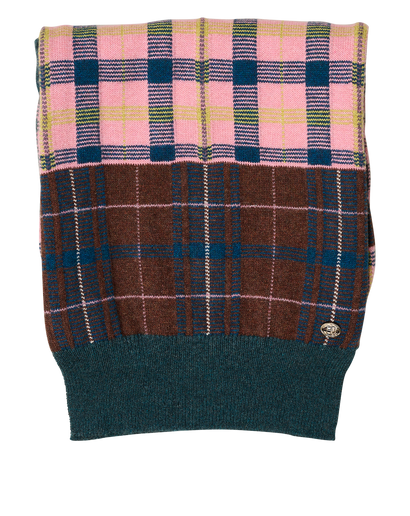 Chanel Plaid Scarf, &pound;350, Accessories, Green/Pink, Cashmere, Front view