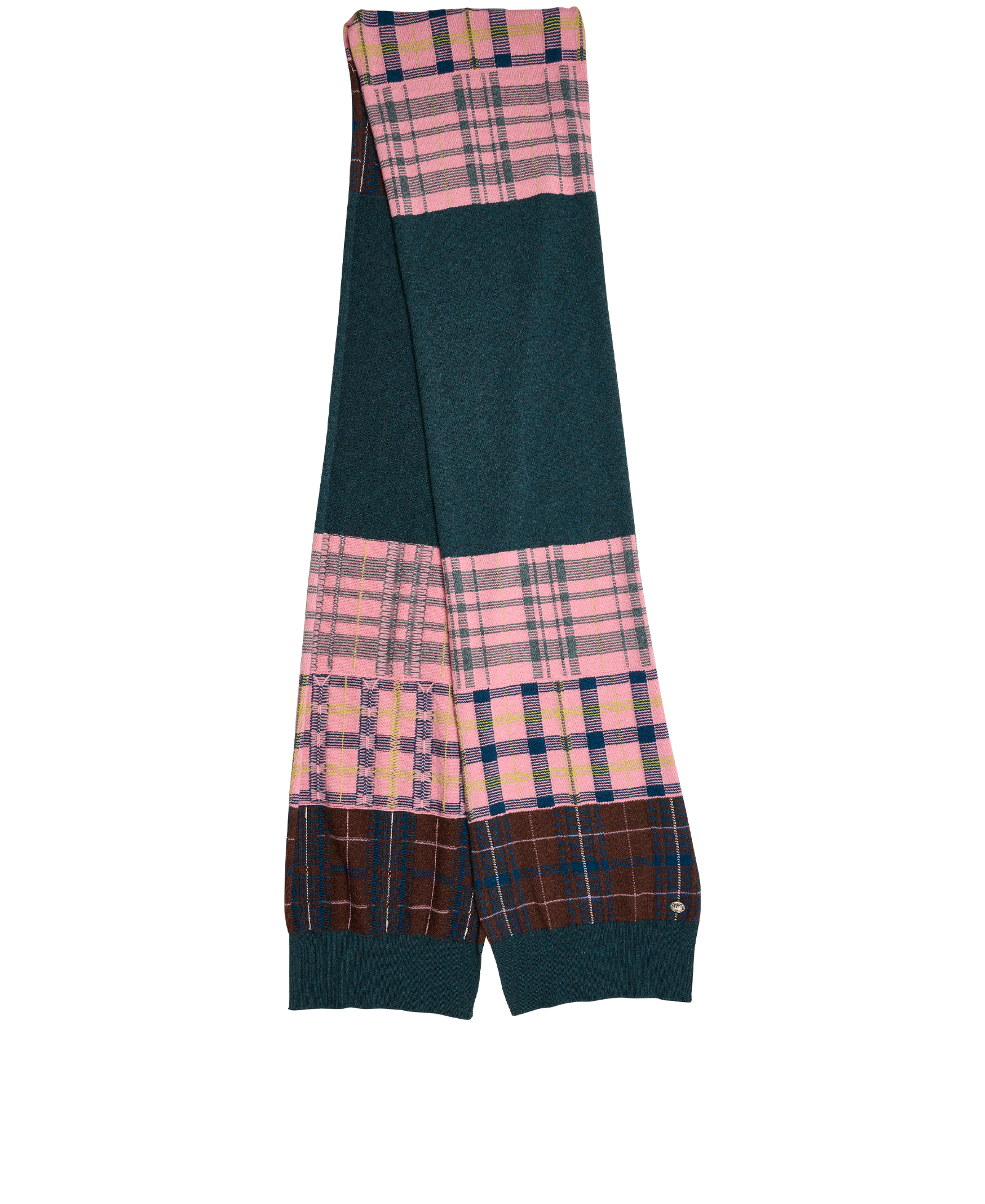 Chanel Plaid Scarf, &pound;350, Accessories, Green/Pink, Cashmere, Back view