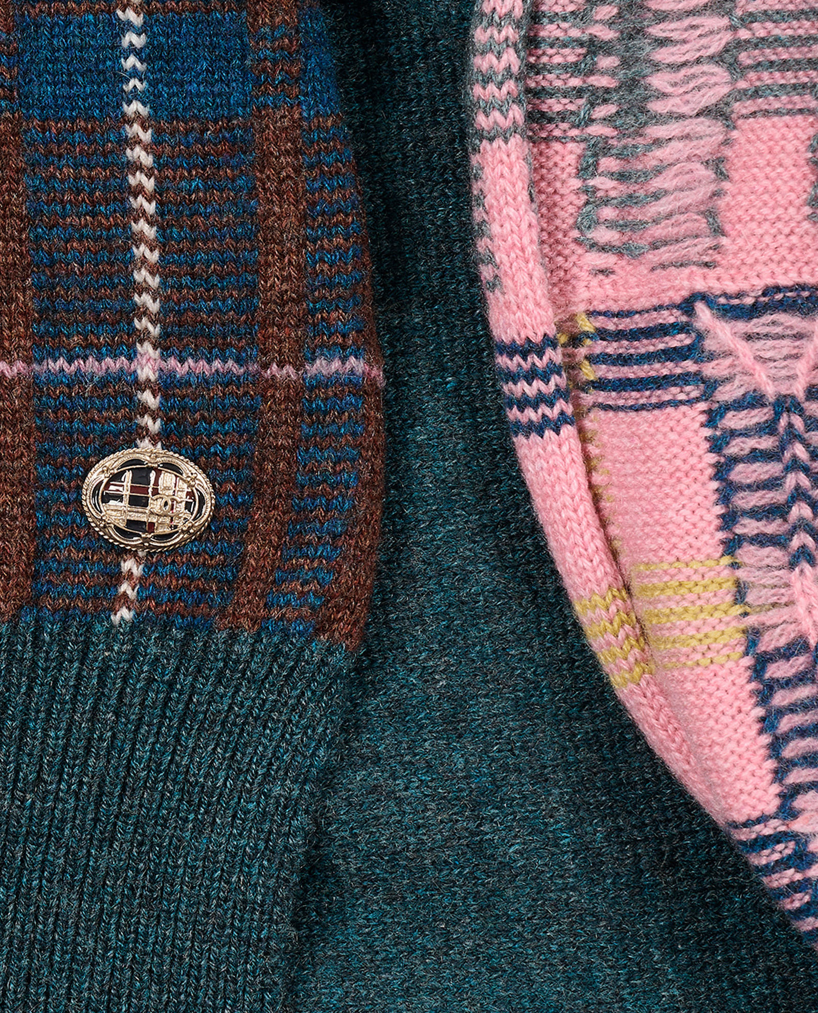 Chanel Plaid Scarf, &pound;350, Accessories, Green/Pink, Cashmere, Other view