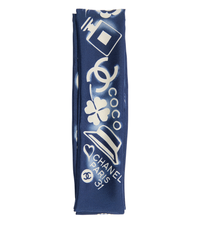 Chanel Printed Slim Bandeau Scarf, front view