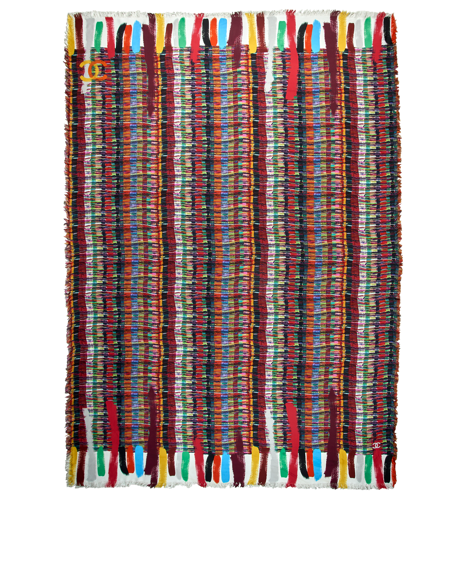 Chanel Print Scarf, &pound;395, Accessories, Black/Blue/Red/White, Silk, Back view