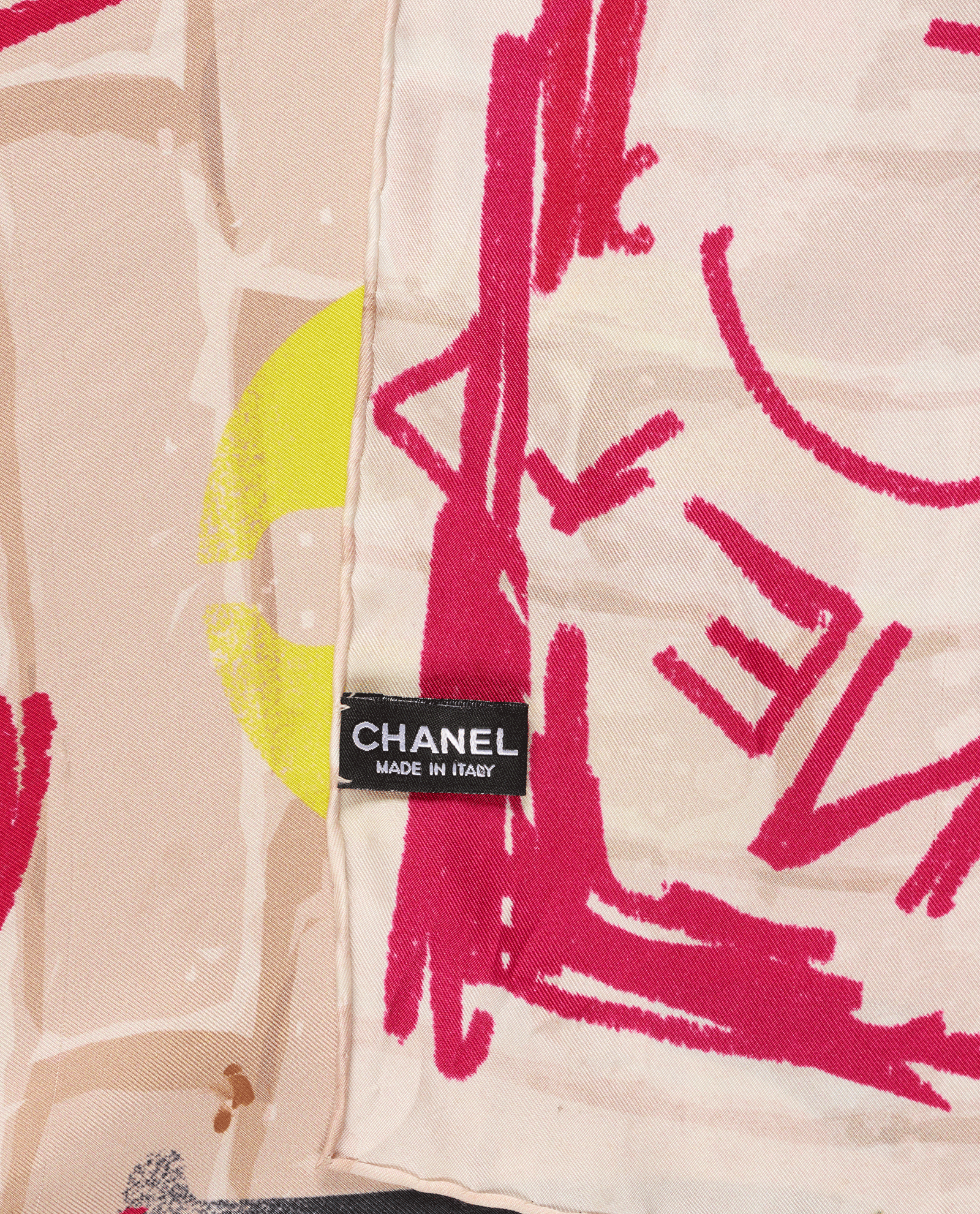 Chanel Make Fashion Not War Scarf, &pound;180, Accessories, Blue/Grey/Red, Silk, Other view