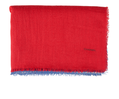 Chanel Shawl, &pound;290, Accessories, Blue/Red/White, Cashmere, Front view