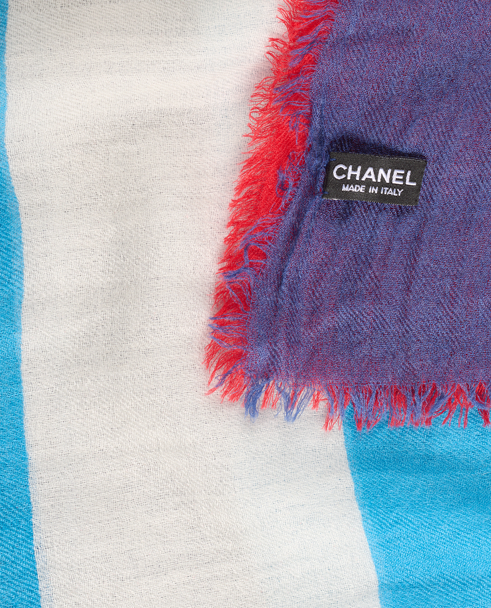 Chanel Shawl, &pound;290, Accessories, Blue/Red/White, Cashmere, Other view