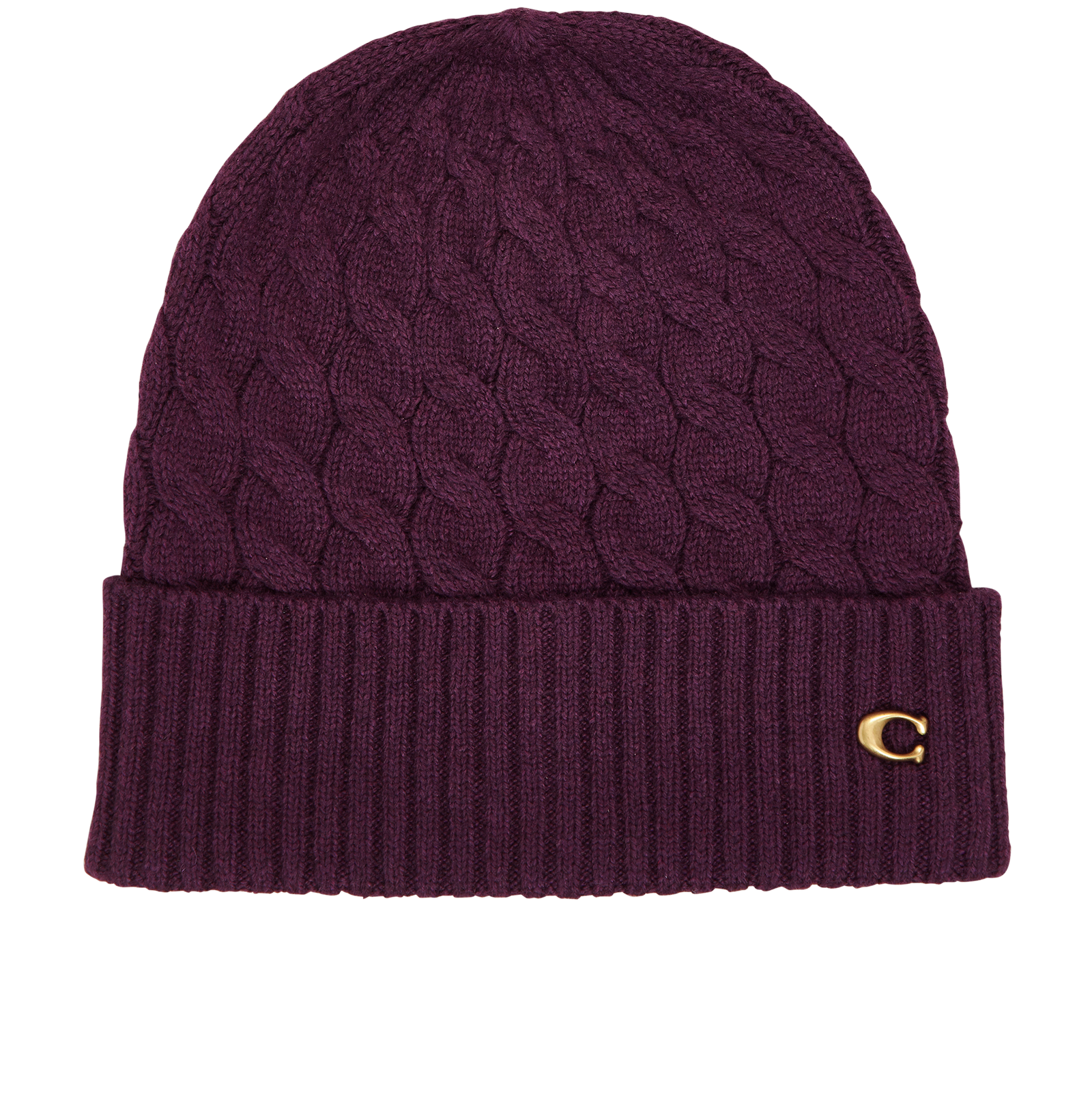 Coach Cable Knit Beanie & Scarf Set, &pound;60, Accessories, Purple, Polyester, Other view