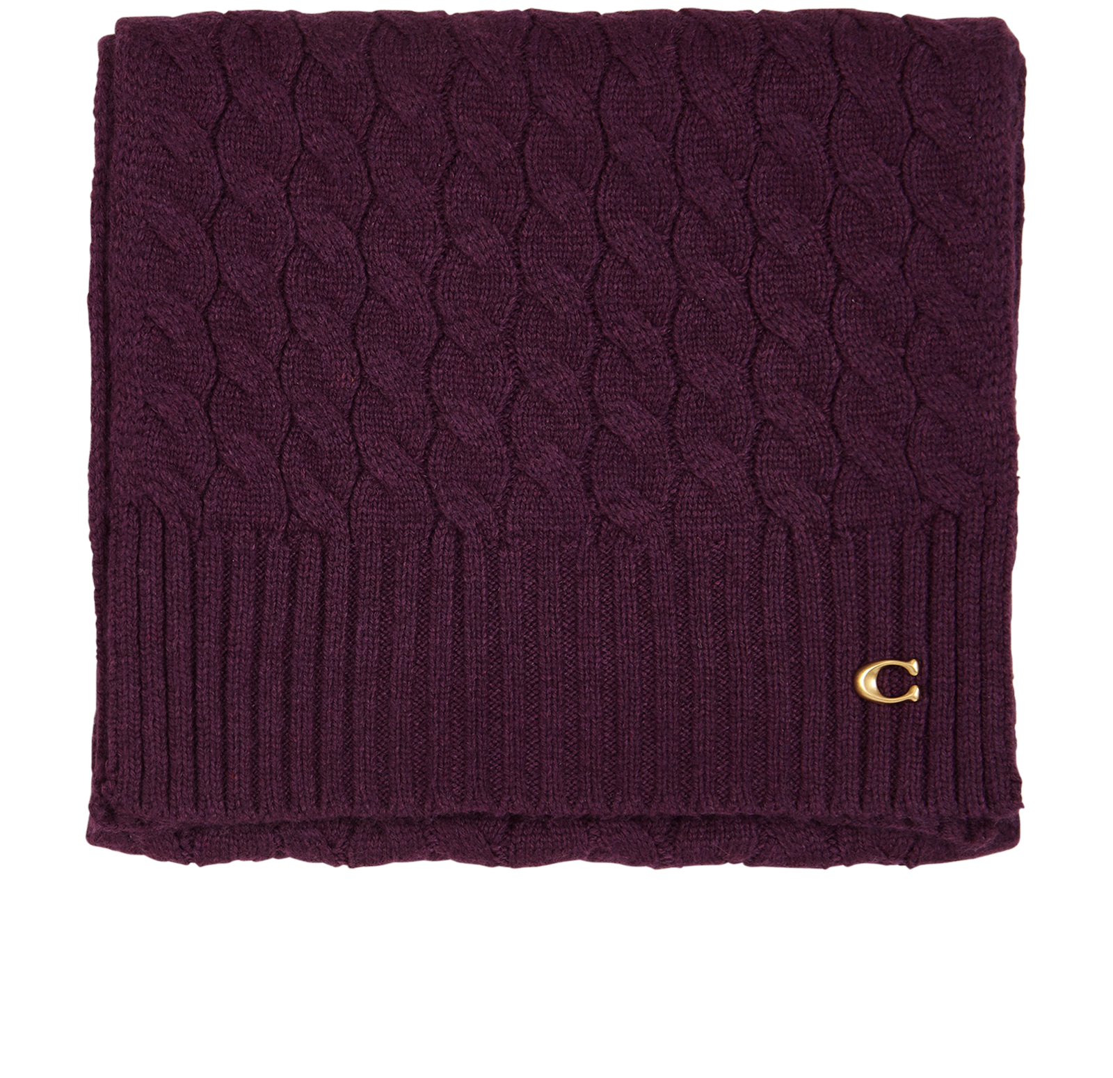 Coach Cable Knit Beanie & Scarf Set, &pound;60, Accessories, Purple, Polyester, Other view