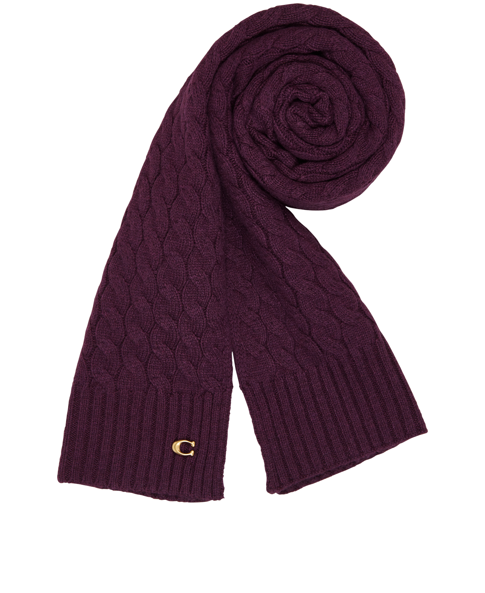Coach Cable Knit Beanie & Scarf Set, &pound;60, Accessories, Purple, Polyester, Other view