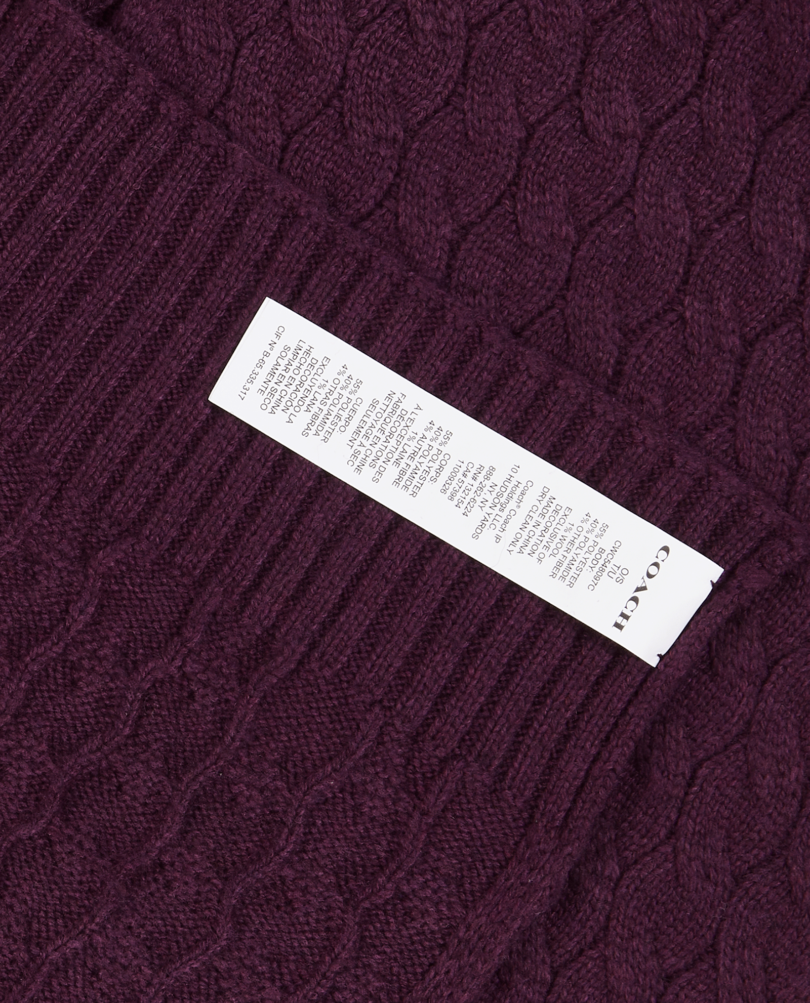 Coach Cable Knit Beanie & Scarf Set, &pound;60, Accessories, Purple, Polyester, Other view