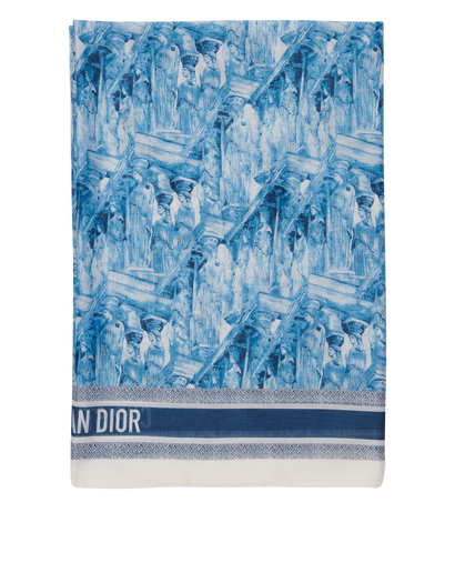 Christian Dior Statue Print Scarf, £295, Accessories, Blue, Cotton, Front view