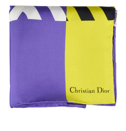 Christian Dior Flower Pop Scarf 90, &pound;180, Accessories, Purple/Yellow, Silk, Front view