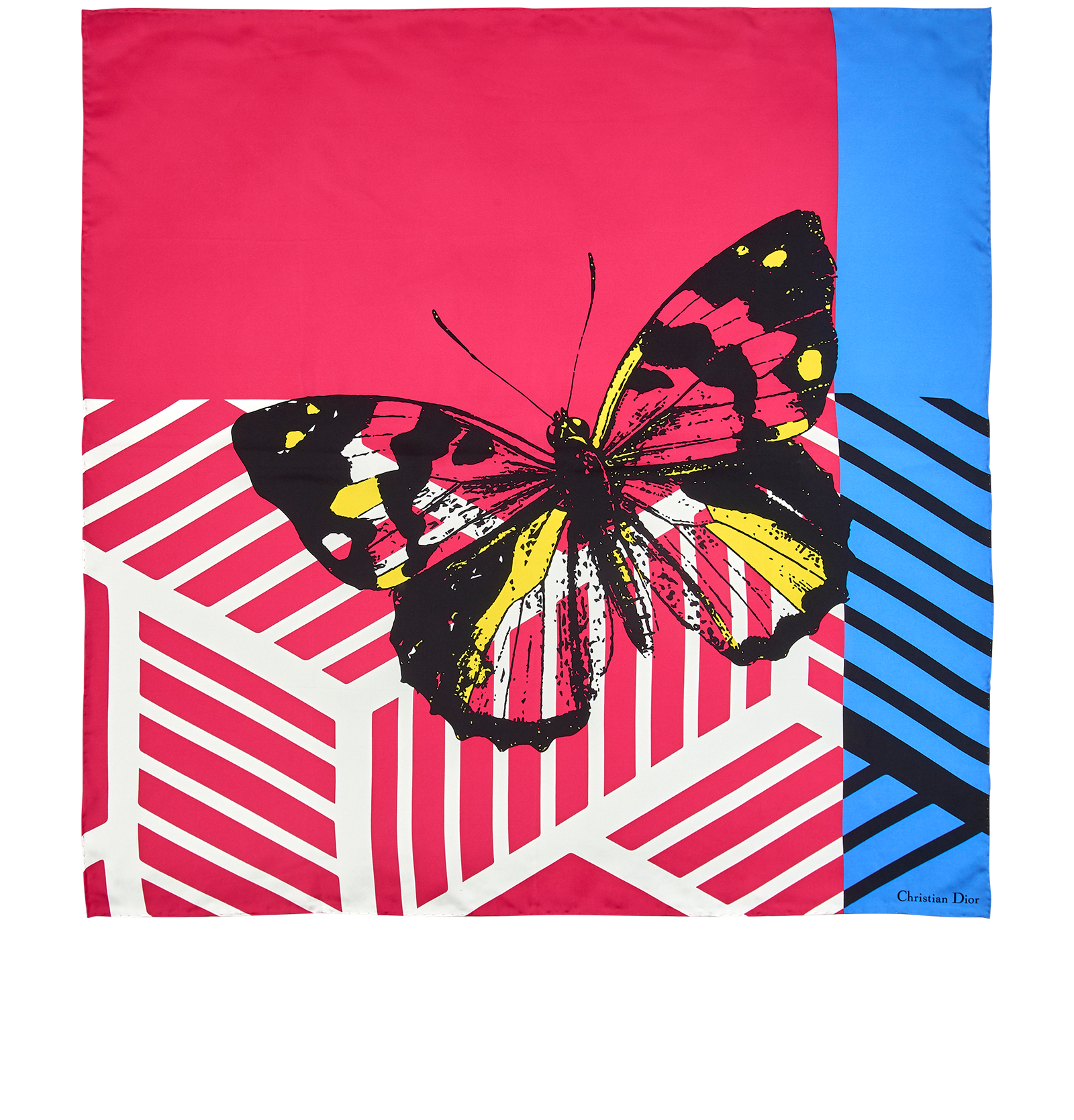 Christian Dior Butterfly Scarf, &pound;220, Accessories, Black/Blue/Pink, Silk, Back view