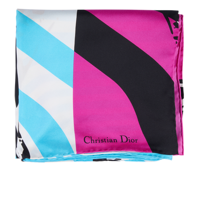 Christian Dior Zebra Scarf, &pound;220, Accessories, Black/Blue/Pink, Silk, Front view