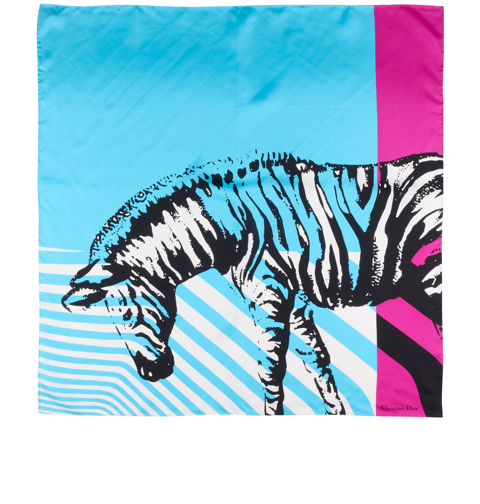 Christian Dior Zebra Scarf, &pound;220, Accessories, Black/Blue/Pink, Silk, Back view