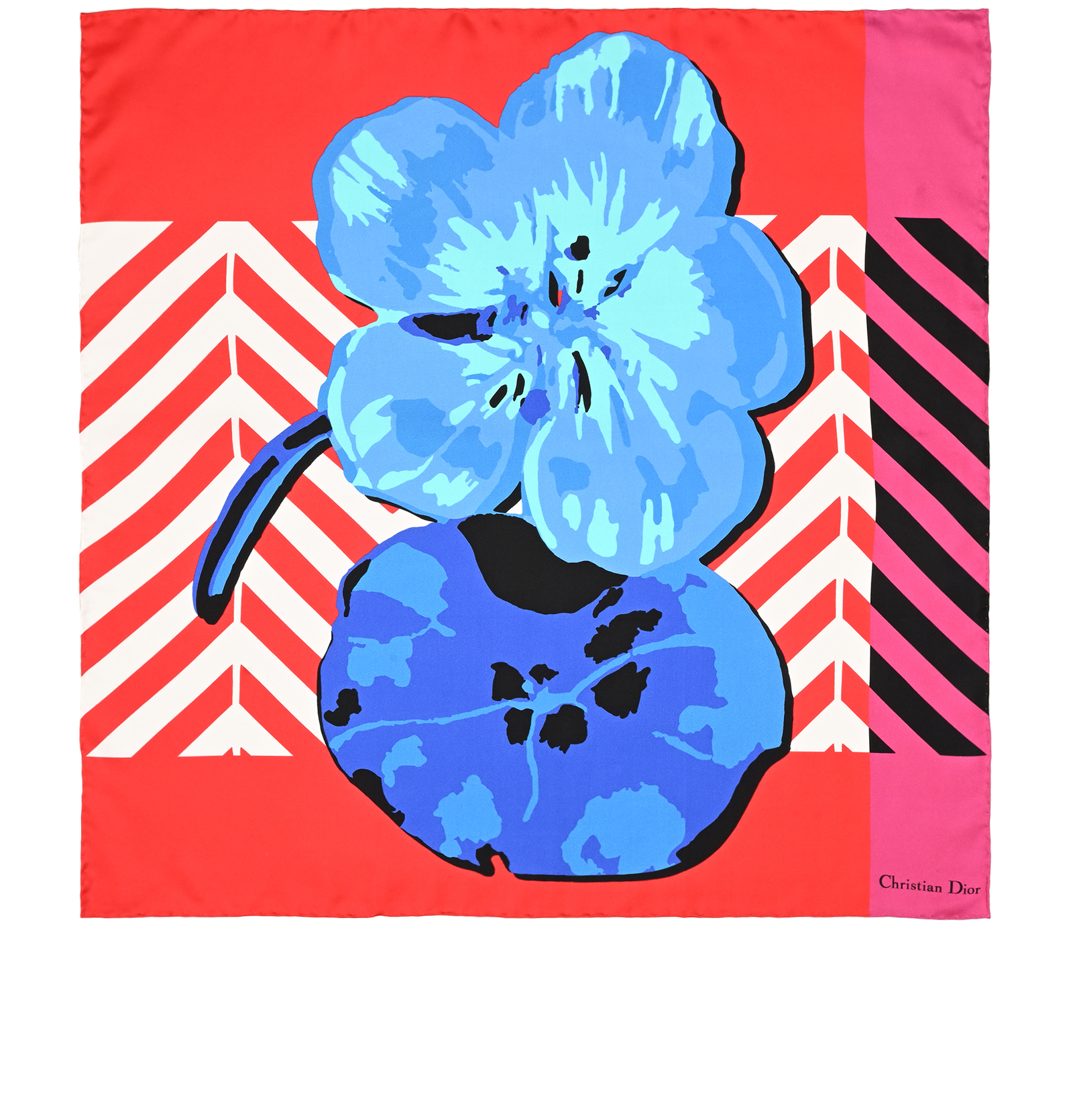 Christian Dior Flower Pop Scarf, &pound;220, Accessories, Black/Blue/Red, Silk, Back view
