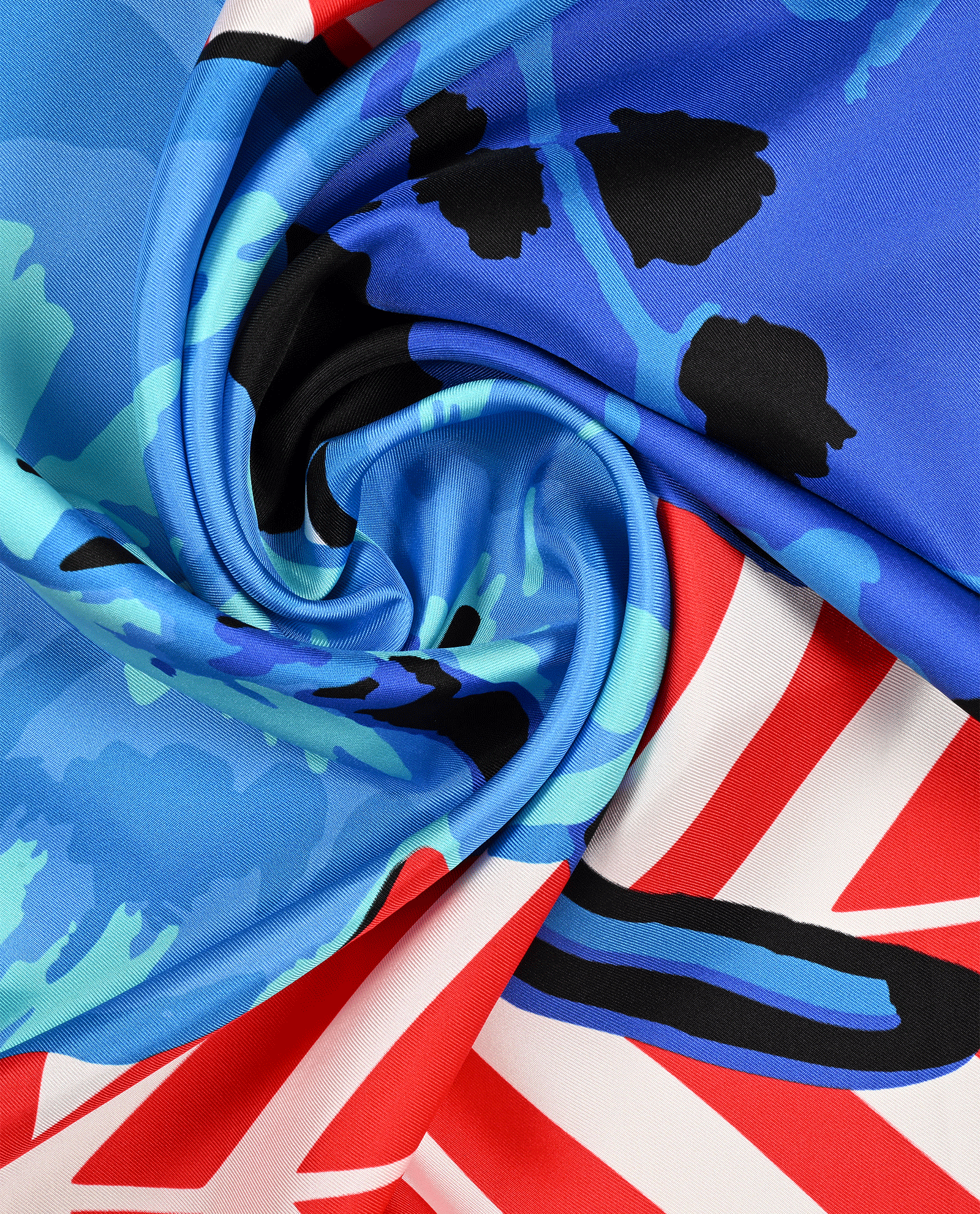 Christian Dior Flower Pop Scarf, &pound;220, Accessories, Black/Blue/Red, Silk, Other view