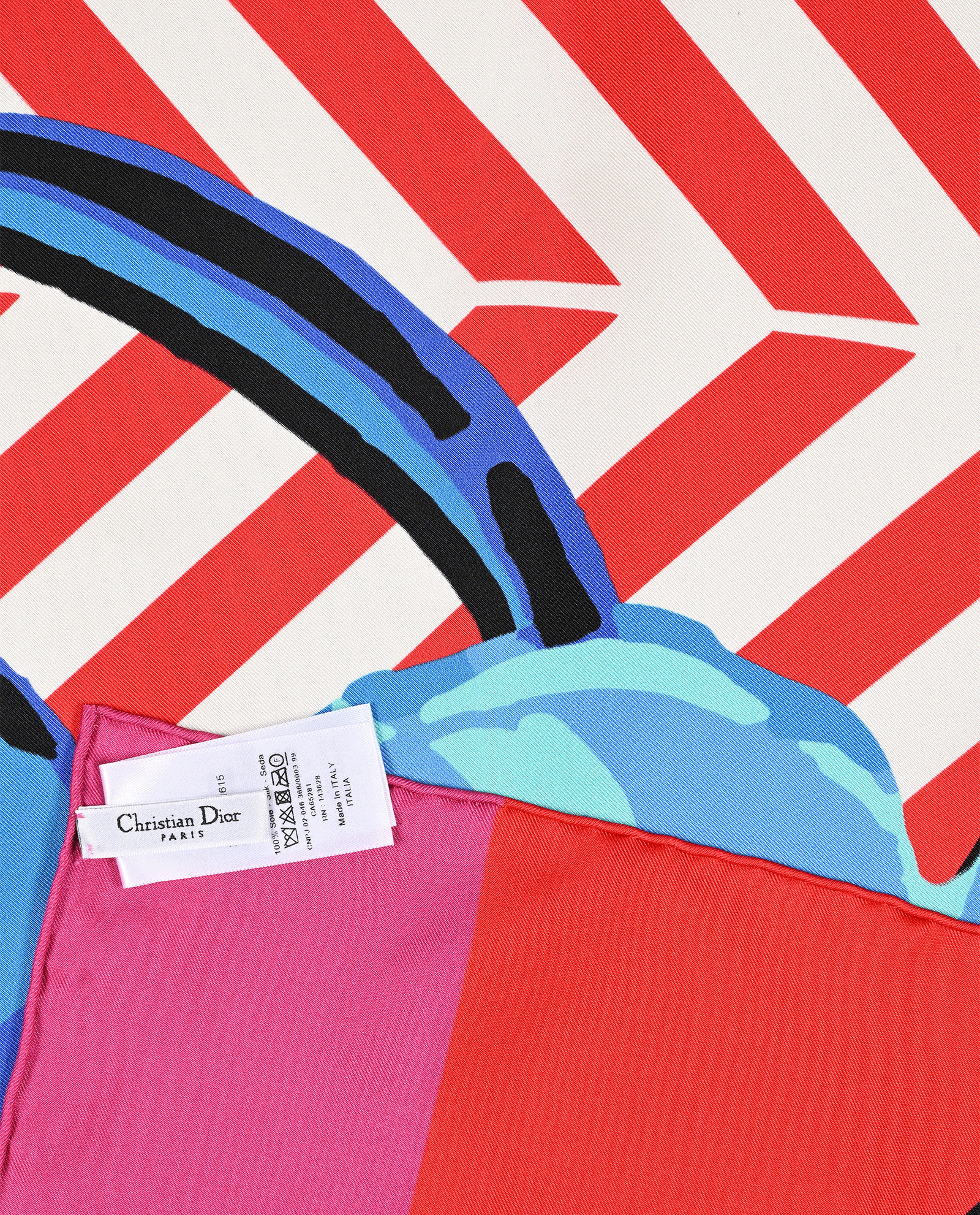 Christian Dior Flower Pop Scarf, &pound;220, Accessories, Black/Blue/Red, Silk, Other view