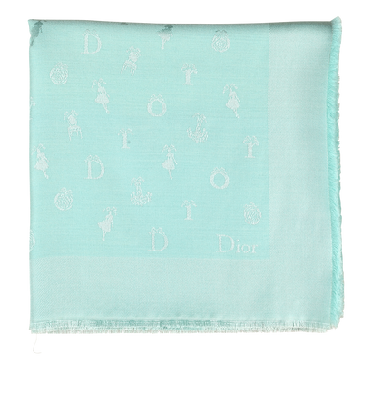 Christian Dior Logo & Icon Shawl, &pound;320, Accessories, Blue, Silk/Wool, Front view
