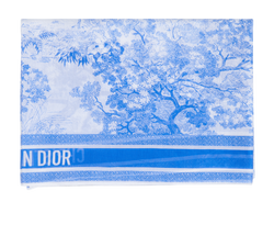 Christian Dior Toile De Jouy Sauvage Scarf, Cotton, White/Blue, 3*