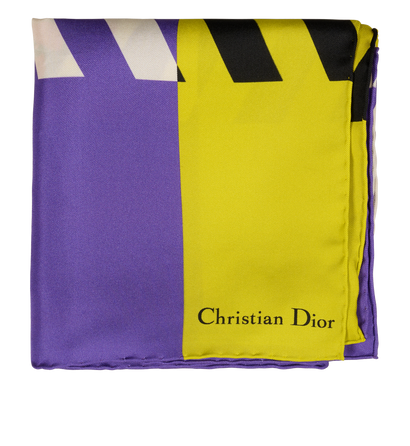 Christian Dior Flower Pop Scarf, &pound;180, Accessories, Purple/Yellow, Silk, Front view