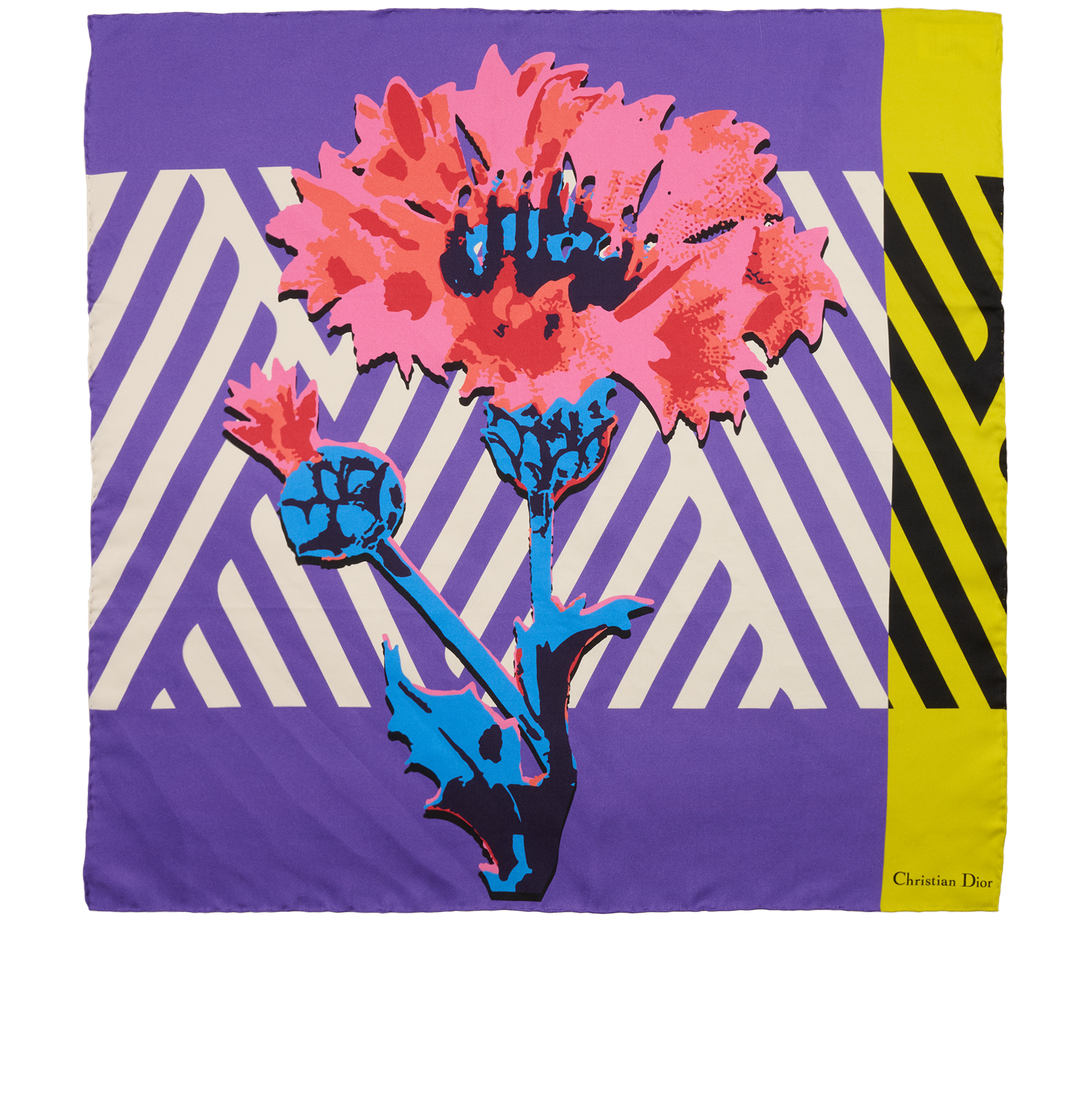 Christian Dior Flower Pop Scarf, &pound;180, Accessories, Purple/Yellow, Silk, Back view