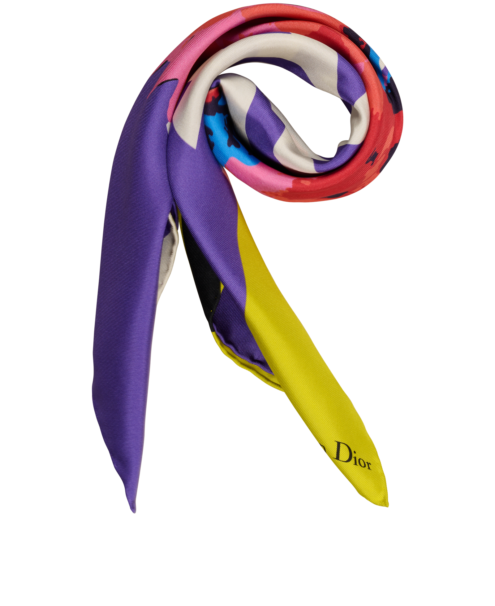 Christian Dior Flower Pop Scarf, &pound;180, Accessories, Purple/Yellow, Silk, Other view