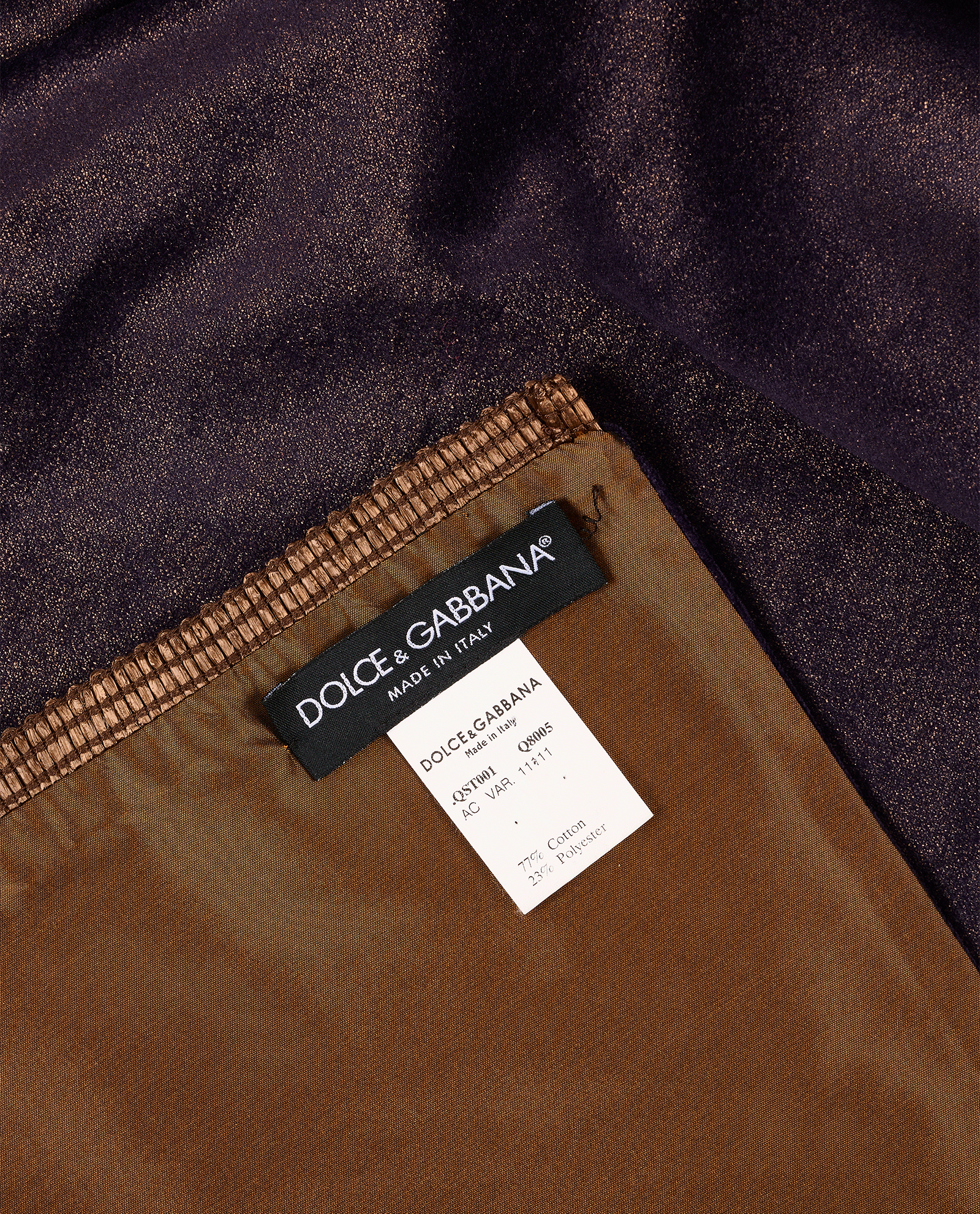 Dolce & Gabbana Metallic Effect Shawl, &pound;140, Accessories, Brown/Purple, Cotton/Polyester Mix, Other view