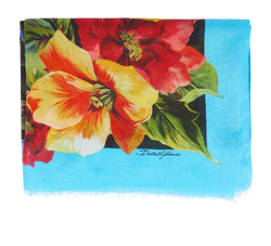 Dolce & Gabbana Floral Scarf, Modal/Cashmere, Multi/Blue, MII, B, 2*
