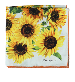 Dolce & Gabbana Sunflowers Scarf 45, Silk, Yellow, B, 3*