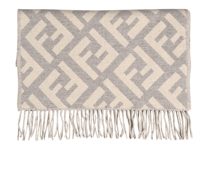 Fendi FF Scarf, &pound;350, Accessories, Grey/White, Cashmere, Front view