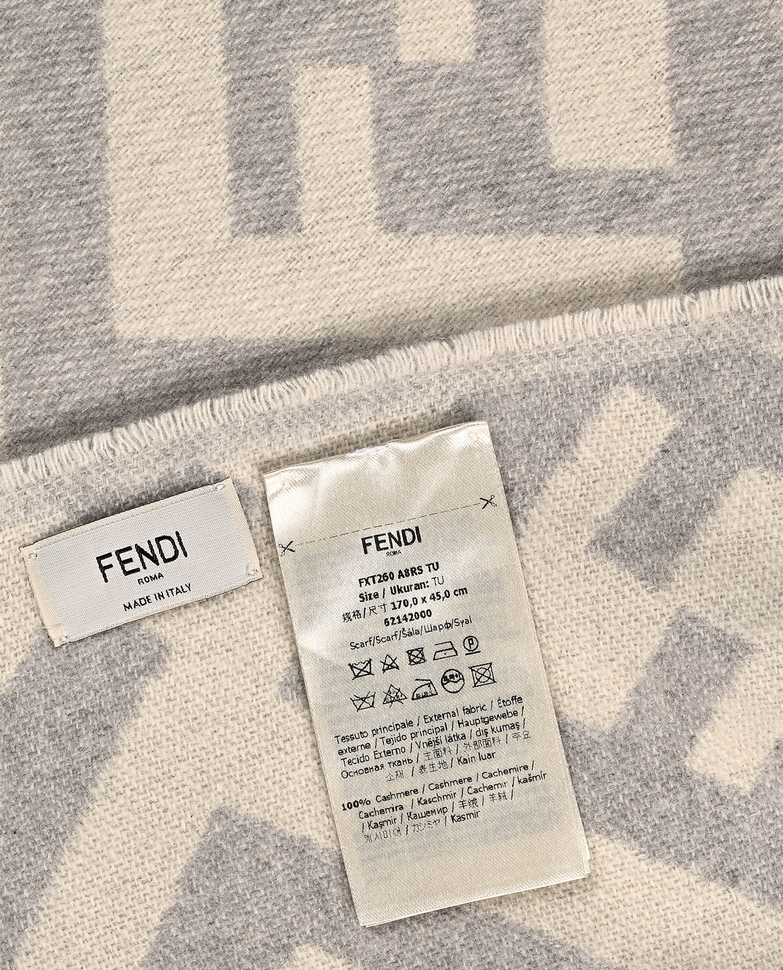 Fendi FF Scarf, &pound;350, Accessories, Grey/White, Cashmere, Other view