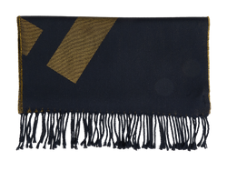 Fendi Logo Scarf, Wool/Silk, Gold/Black, MII, 2*