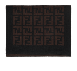 Fendi Zucca Scarf, Wool, Black/Brown, 3*