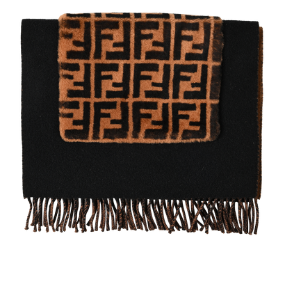 Fendi Touch Of Fur Scarf, £495, Accessories, Black/Brown, Cashmere/Shearling/Wool, Front view