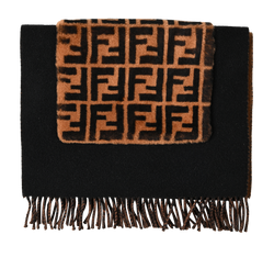 Fendi Touch Of Fur Scarf, Wool/Cashmere/Shearling, Brown/Blk, MII, 2*