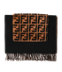 Fendi Touch Of Fur Scarf, £495, Accessories, Black/Brown, Cashmere/Shearling/Wool, Front view