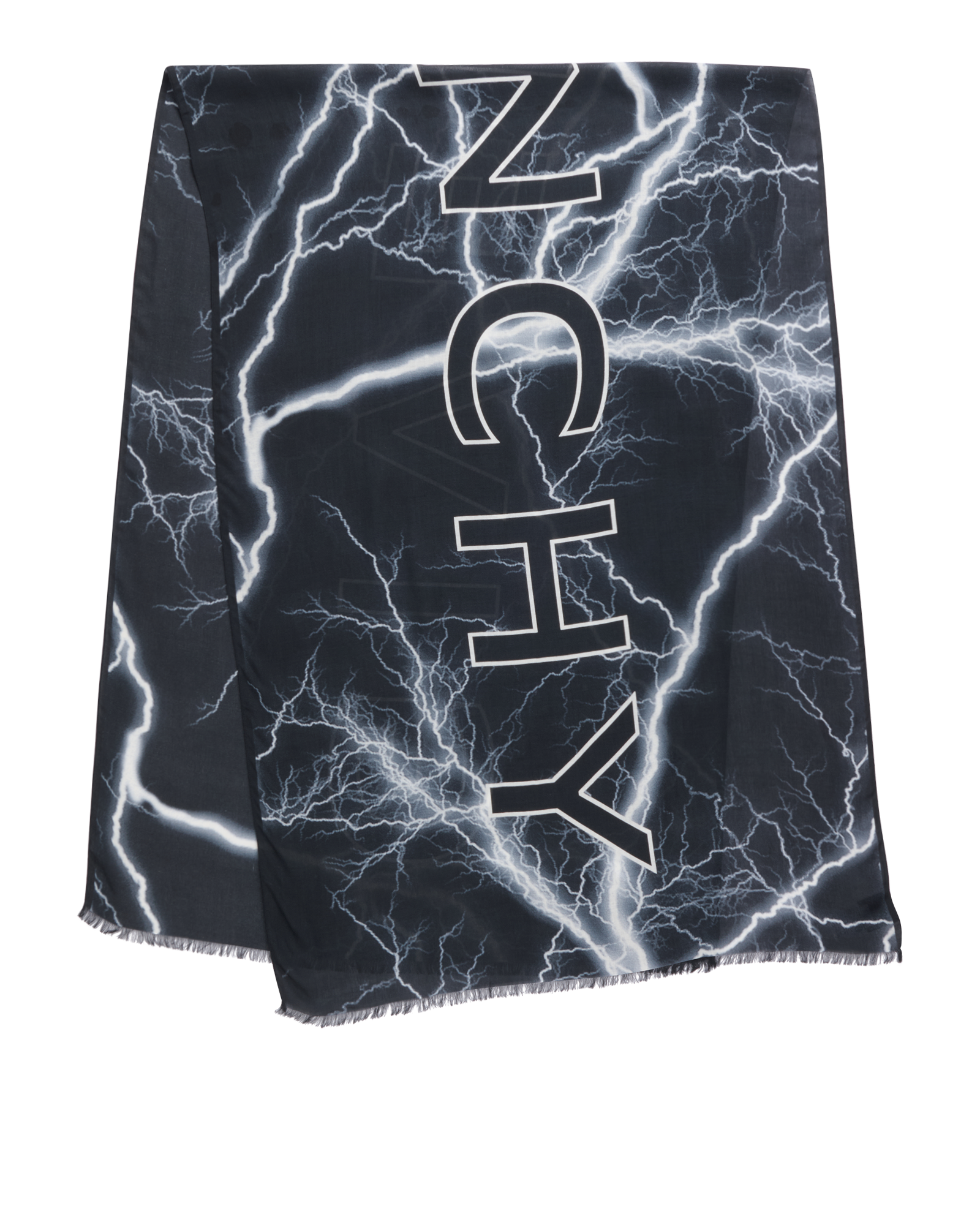 Givenchy Logo Scarf, &pound;180, Accessories, Black, Cashmere/Modal, Back view