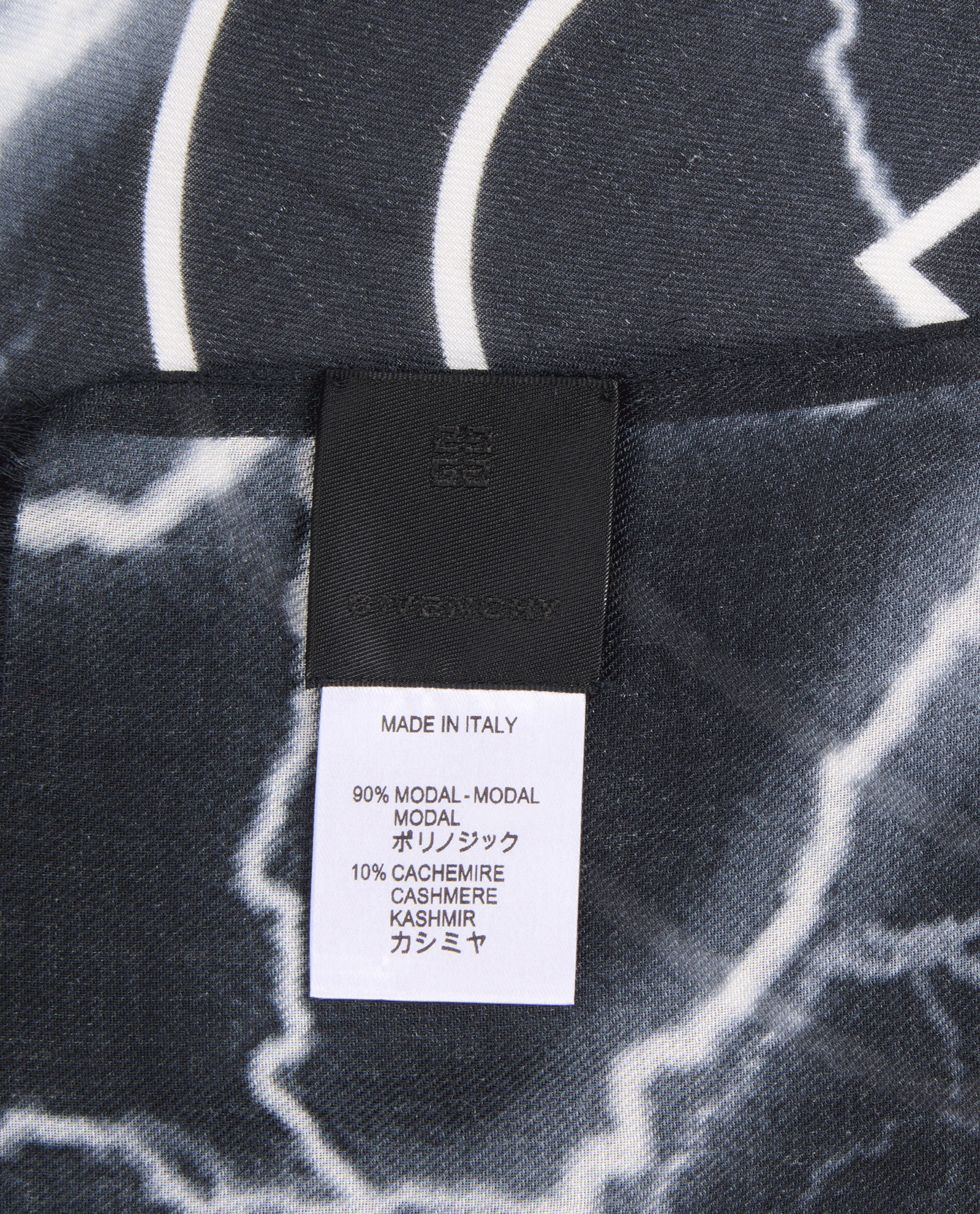 Givenchy Logo Scarf, &pound;180, Accessories, Black, Cashmere/Modal, Other view